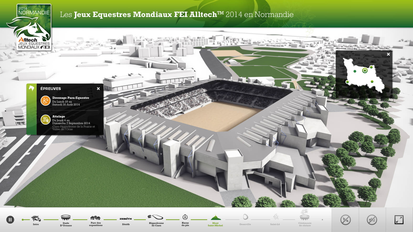 Interface with interactive 3D video for the World Horse Games