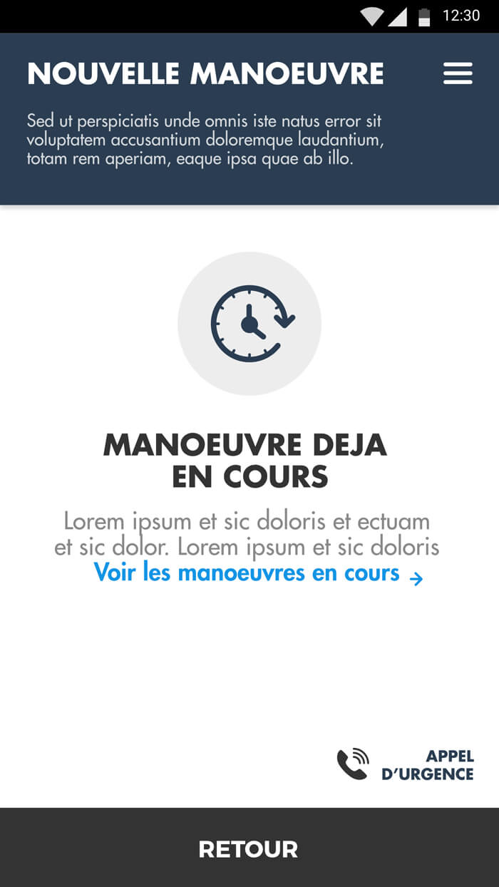Tap&check - Ecran Nouvelle manœuvre